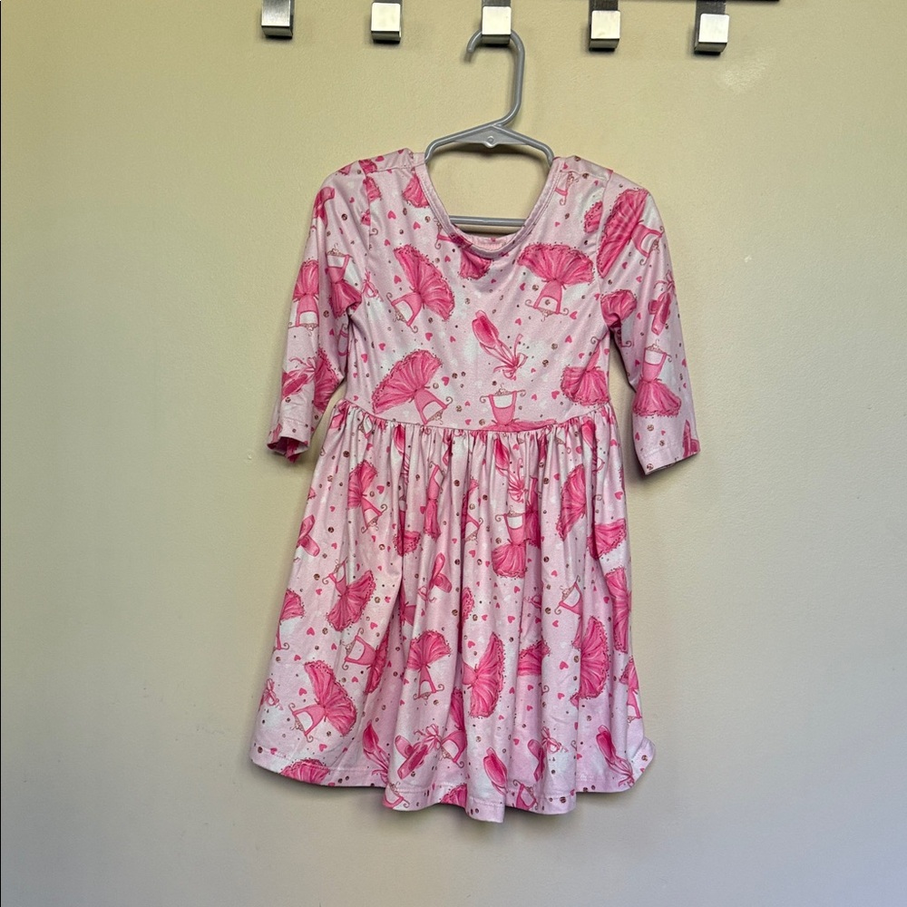 Mila & Rose 4T Pink Kids Dress with Pirouette Print